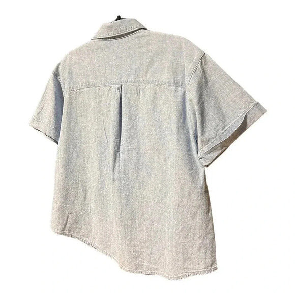 Forever 21 Chambray Button Denim Shirt Womens Dress Short Sleeve Size Medium - Picture 5 of 6